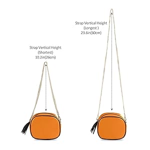 【新品未使用】te+ 手袋 check WOMEN orange 21cm CZXW Crossbody Shoulder Bag Tassel Purse Orange PU leather